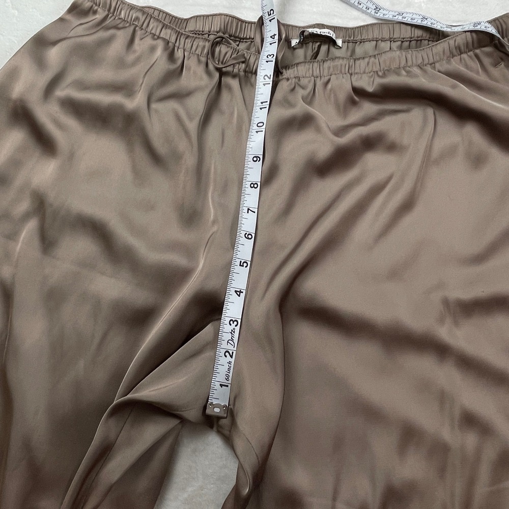 Abercrombie & Fitch Women XL Taupe Satin Wide Leg Elastic Waist Pants Trousers - Picture 9 of 13